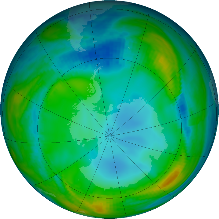 Antarctic ozone map for 16 July 1985